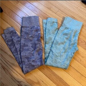 Gymshark Camo Leggings in Purple and Sage Green